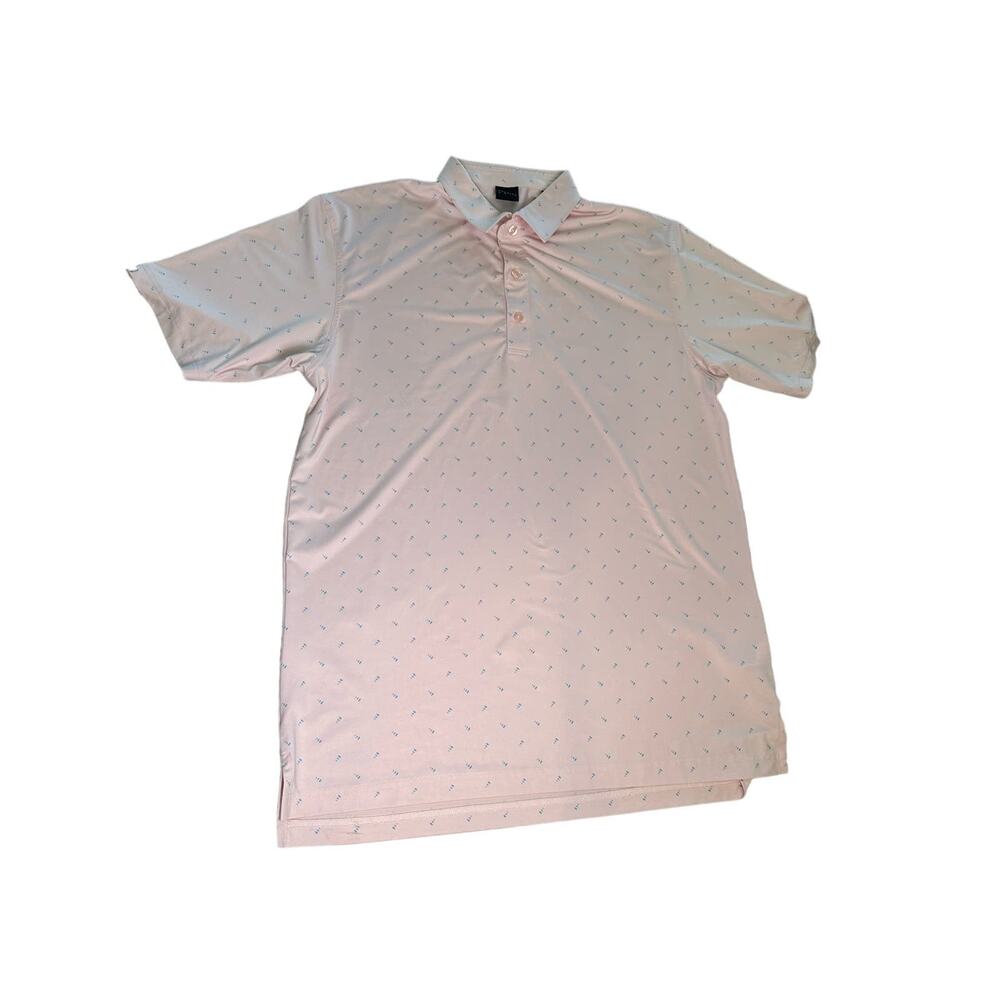 Dunning Golf Pink/Blue Polo Shirt Short-Sleeve Polyester/Spandex Men's Large